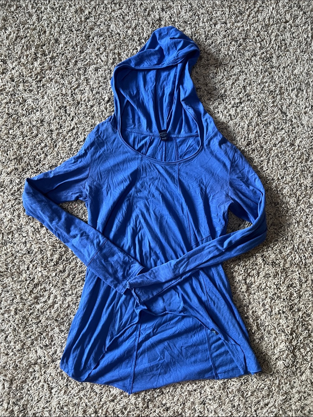 Prana Cobalt Blue Lightweight Hooded Long Sleeve Top
